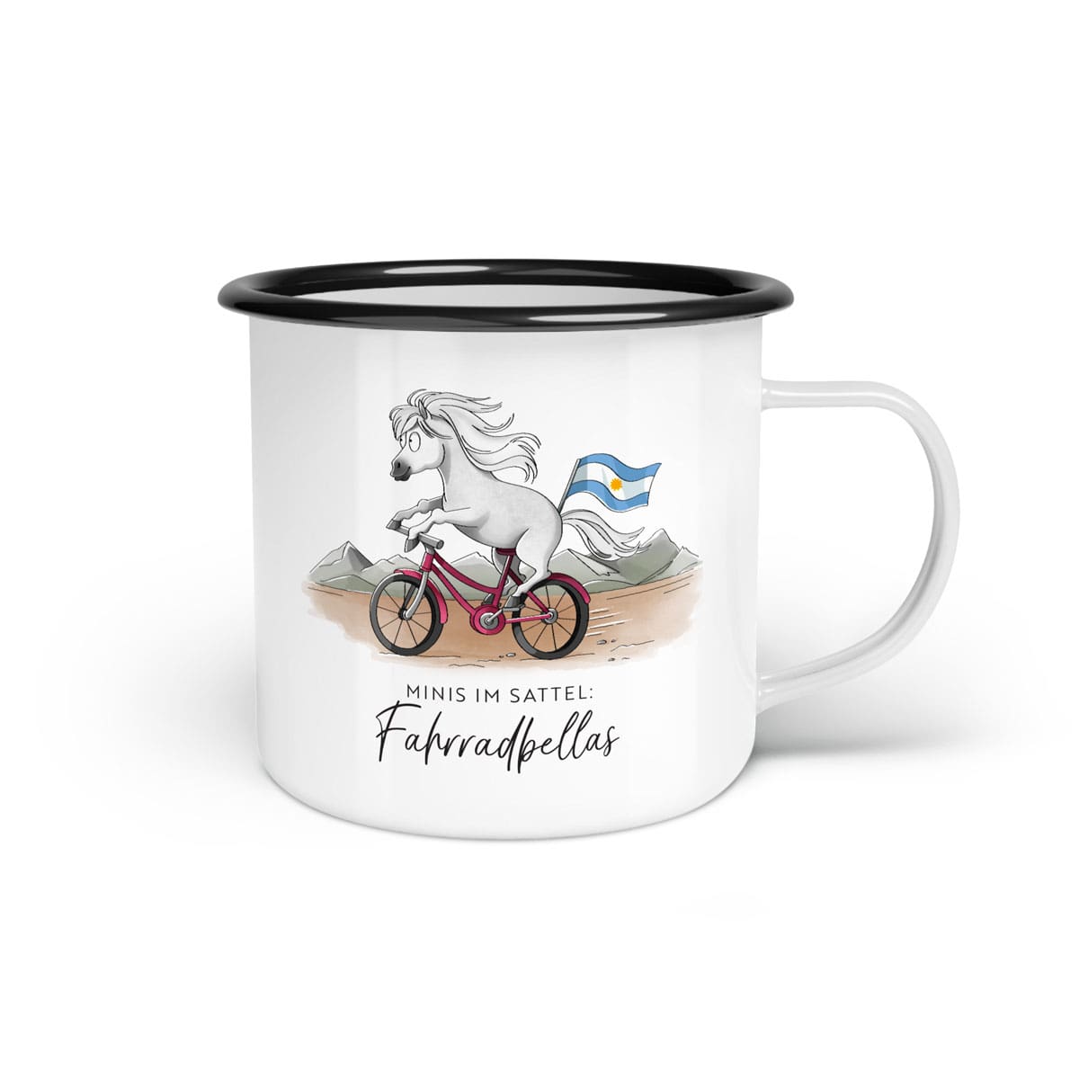 Emaille-Tasse "Fahrradbellas"