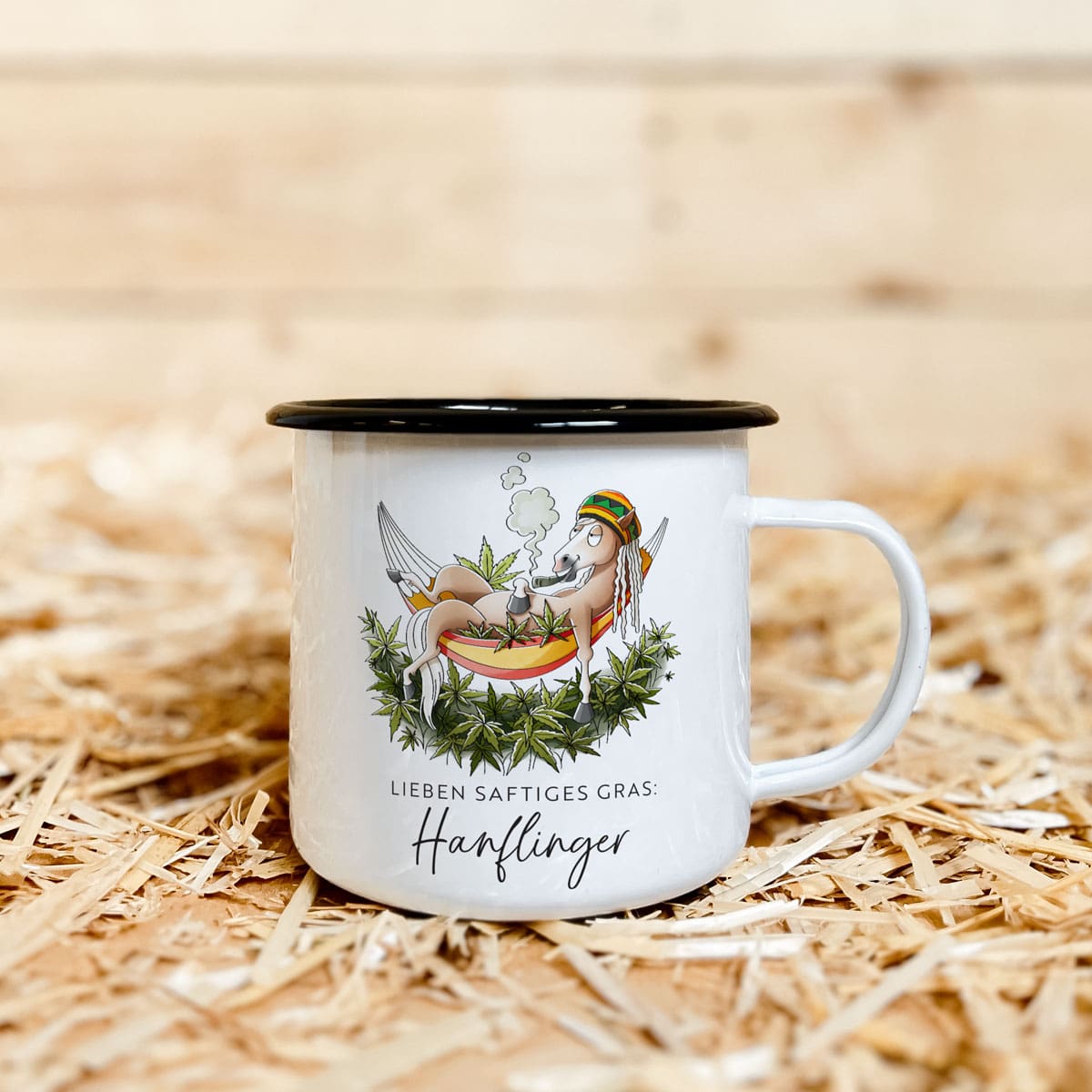 Emaille-Tasse "Hanflinger"