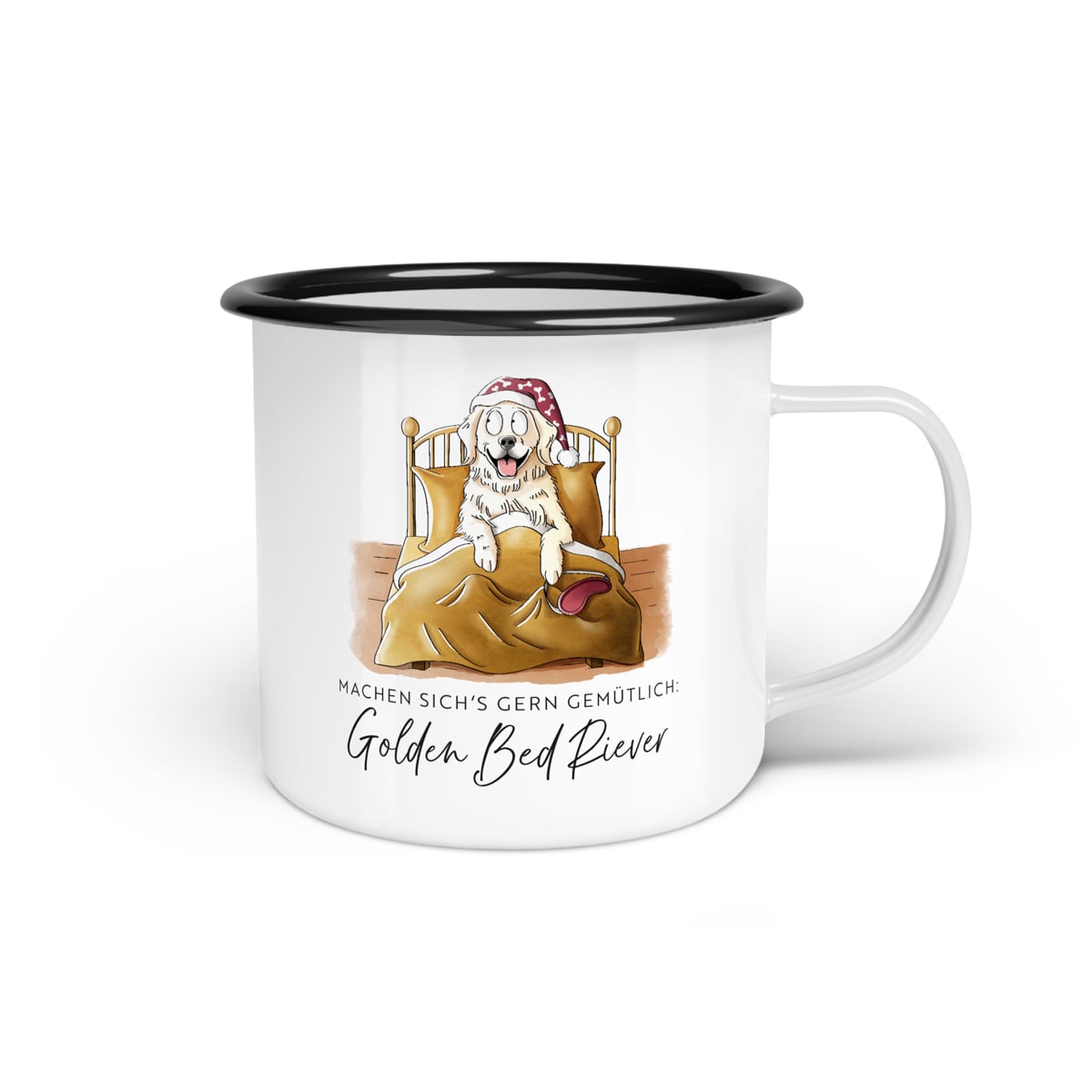 Emaille-Tasse "Golden Bed Riever"
