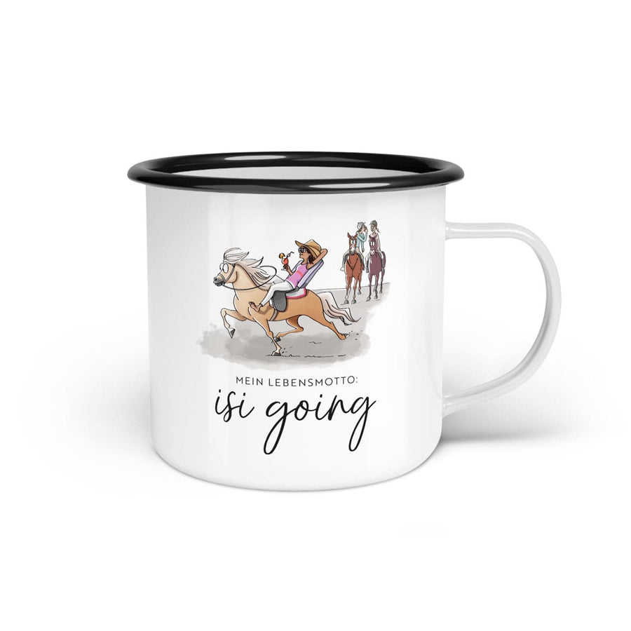 Emaille-Tasse "isi going"