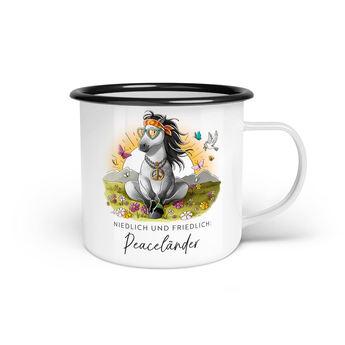 Emaille-Tasse "Peaceländer"