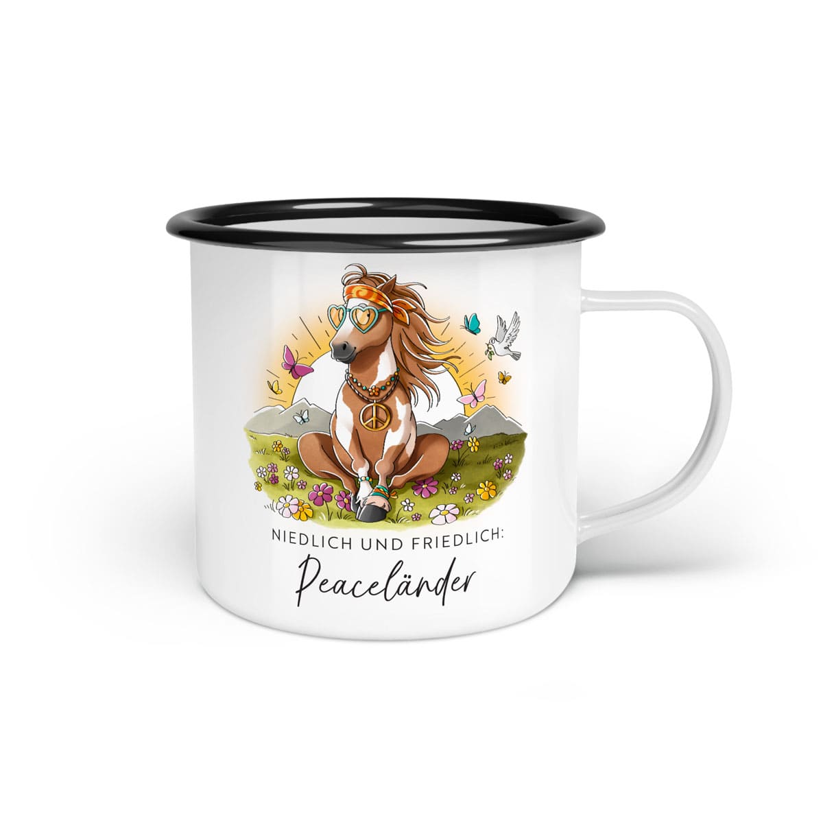 Emaille-Tasse "Peaceländer"
