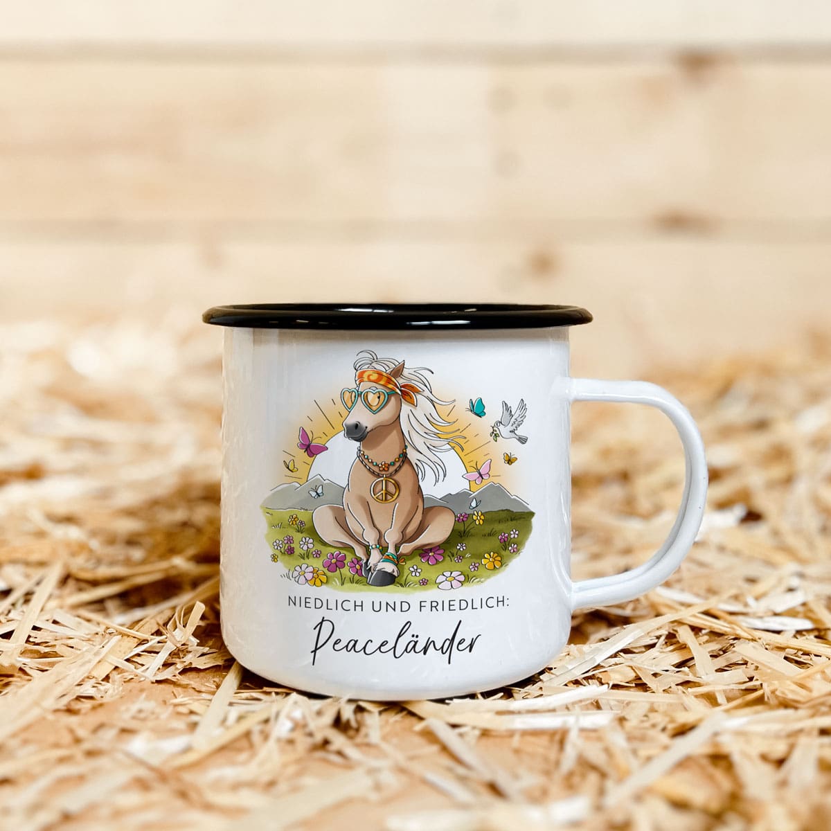Emaille-Tasse "Peaceländer"