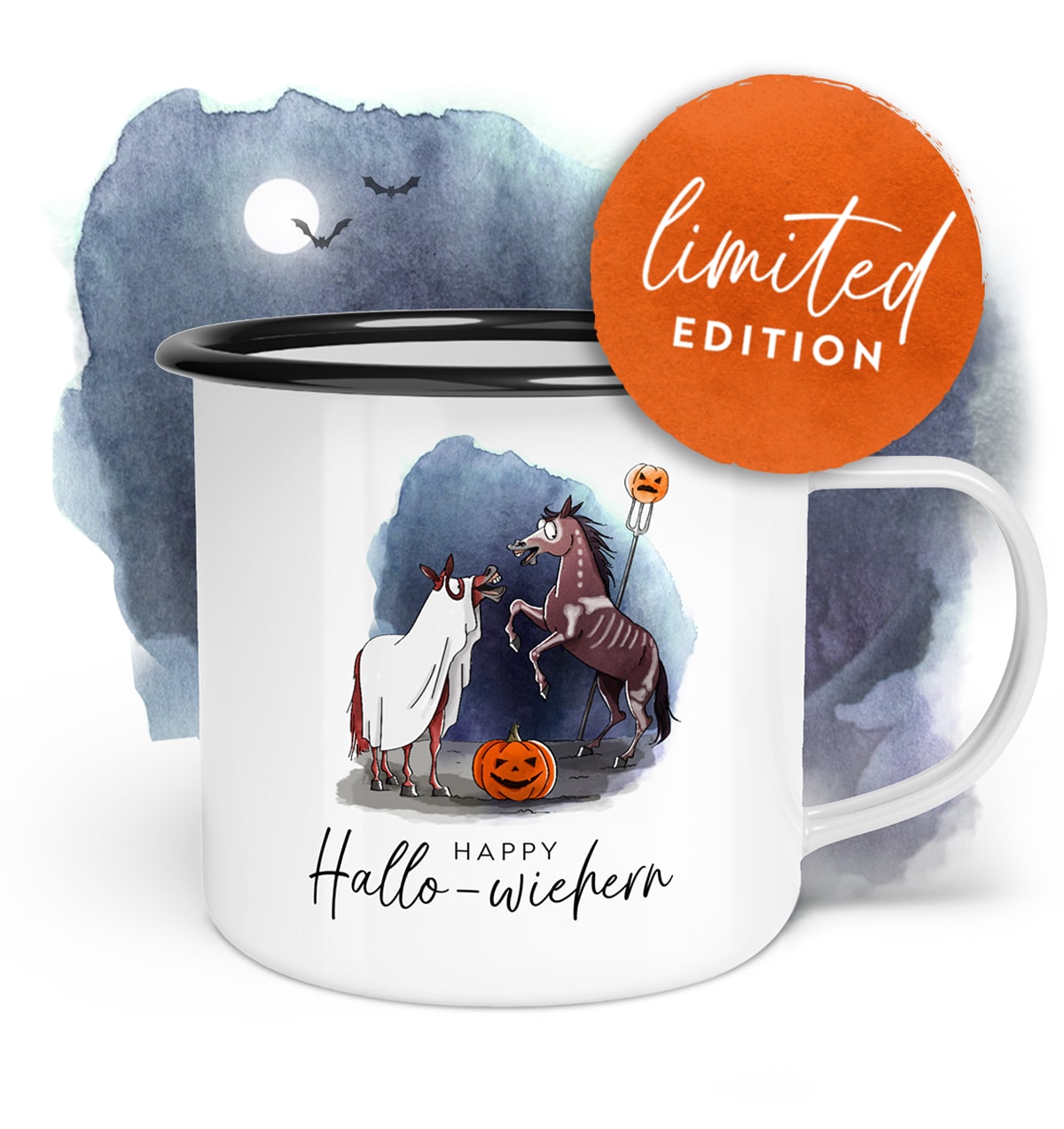 Emaille-Tasse "Hallo-wiehern"