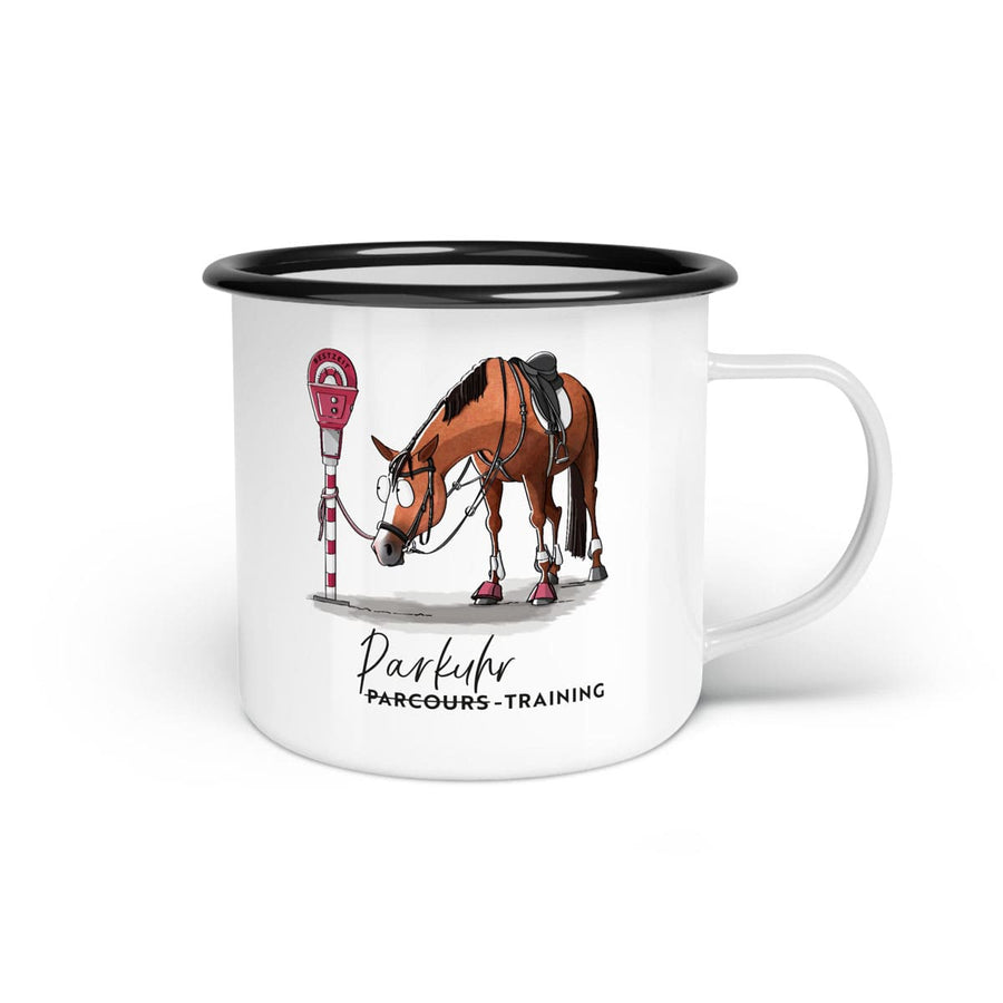 Emaille-Tasse "Parkuhr-Training"