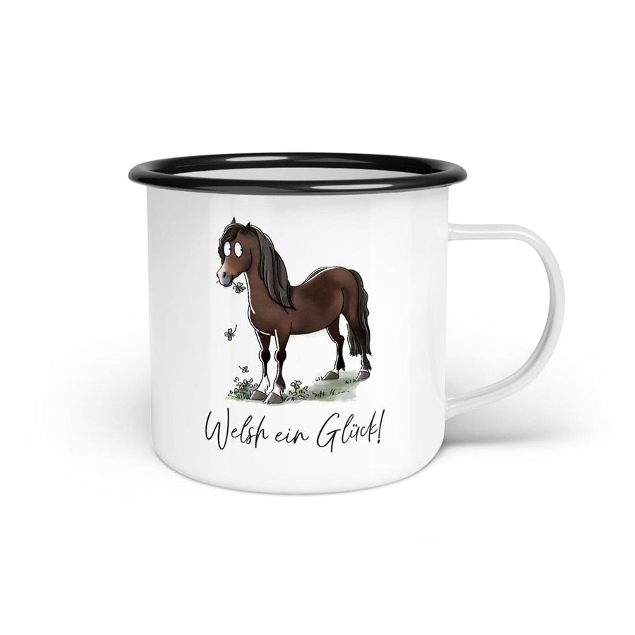 Emaille-Tasse "Welsh ein Glück!"