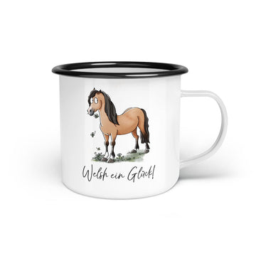 Emaille-Tasse "Welsh ein Glück!"