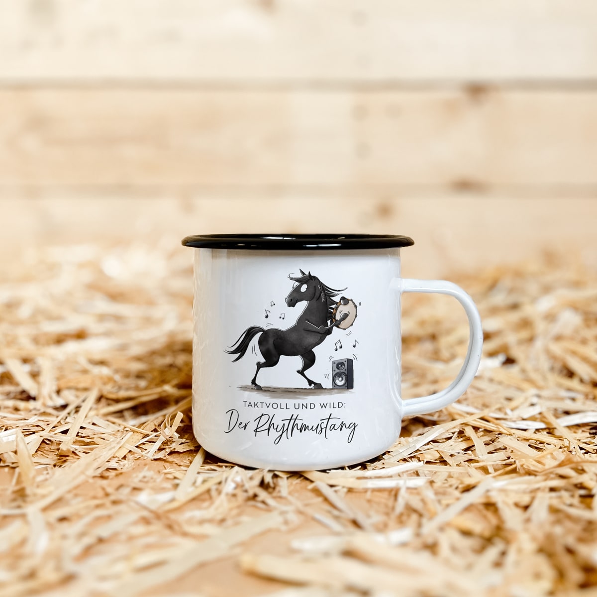 Emaille-Tasse "Rhythmustang"