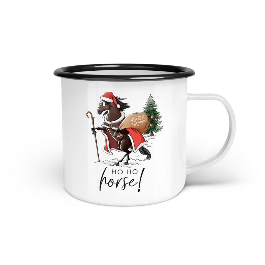 Emaille-Tasse "Ho Ho Horse"