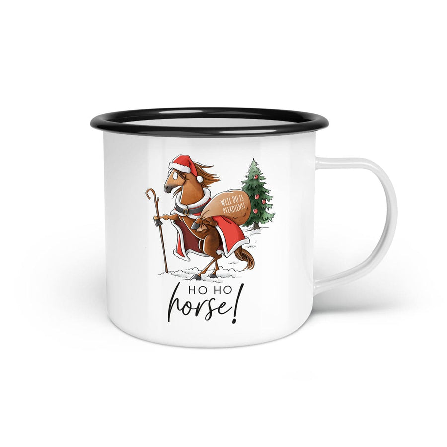 Emaille-Tasse "Ho Ho Horse"