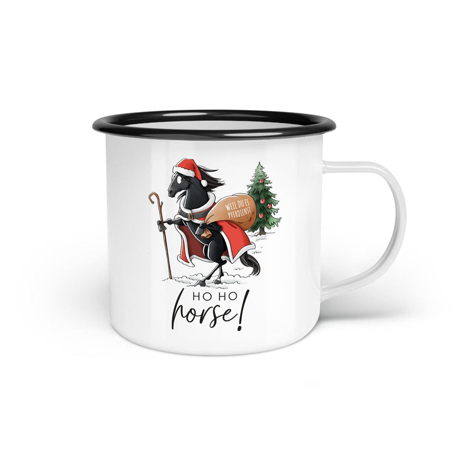 Emaille-Tasse "Ho Ho Horse"