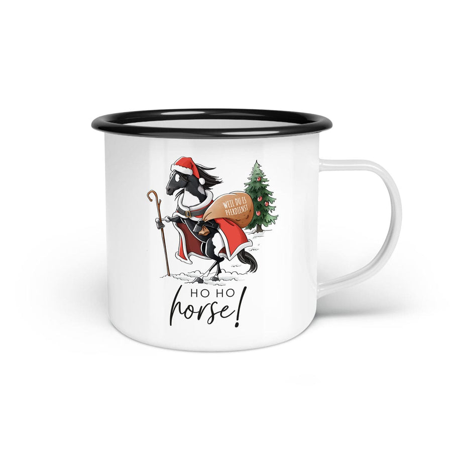 Emaille-Tasse "Ho Ho Horse"