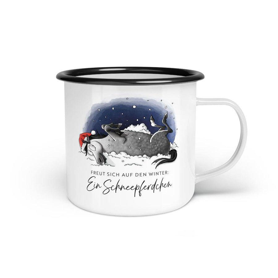 Emaille-Tasse "Schneepferdchen"