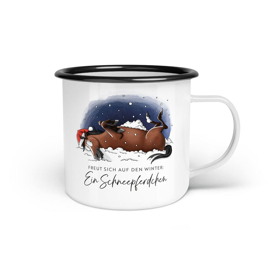 Emaille-Tasse "Schneepferdchen"