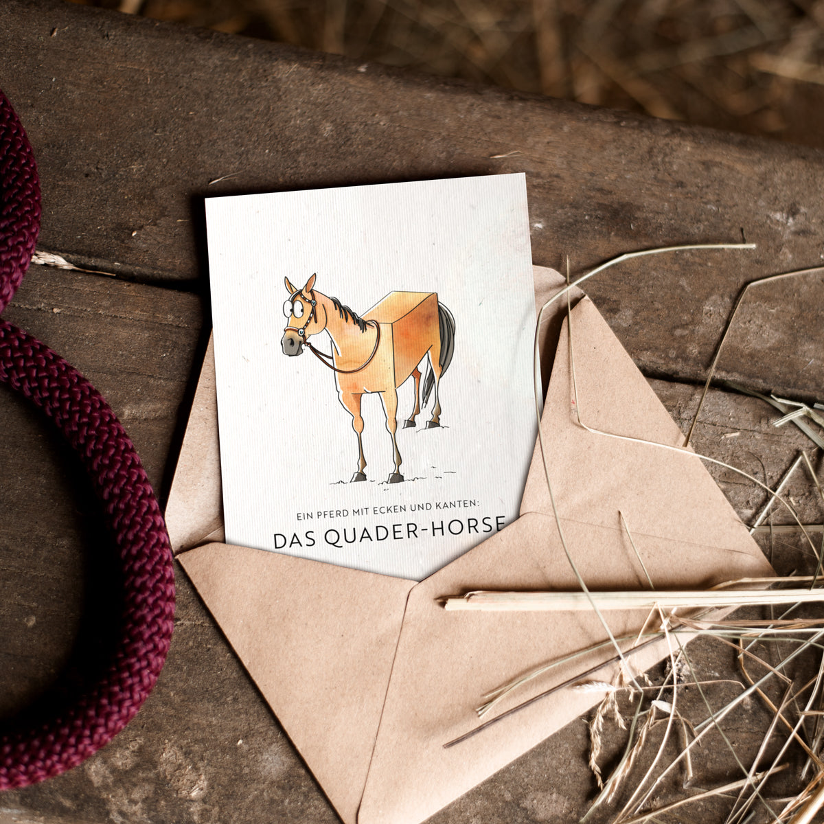 Strohpapier-Postkarte "Quader-Horse"