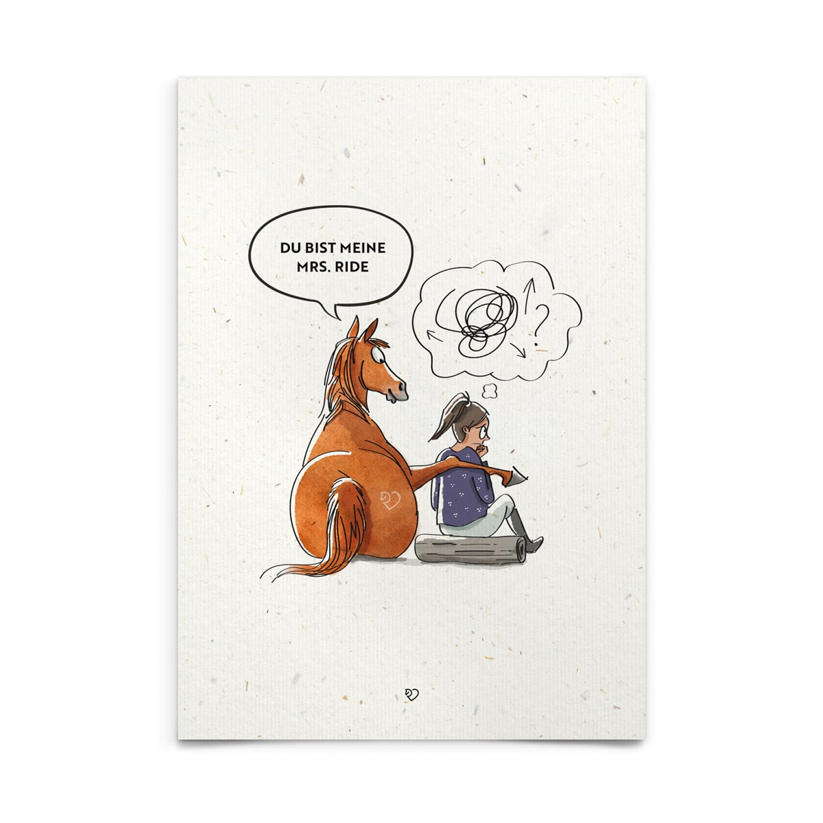 Strohpapier-Postkarte "Du bist meine mrs. ride"