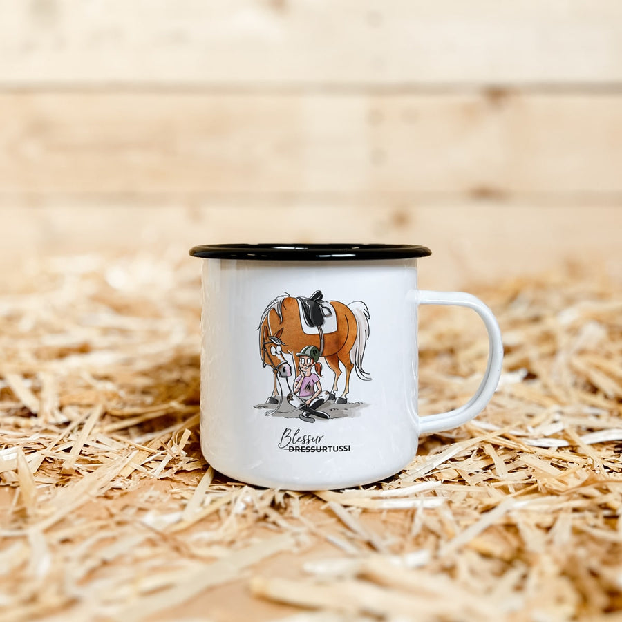 Emaille-Tasse "Blessurtussi"