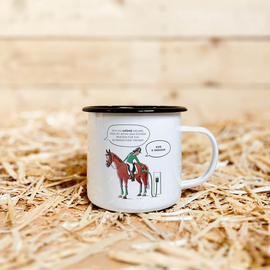 Emaille-Tasse "E-Dressur"