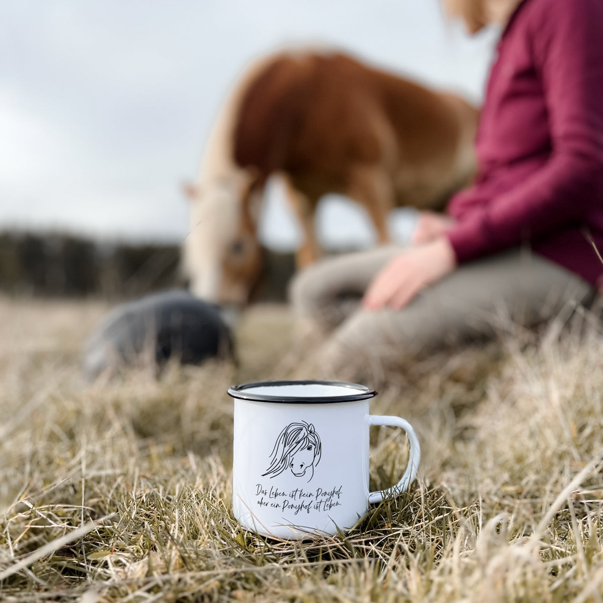 Emaille-Tasse "Ponyhof"