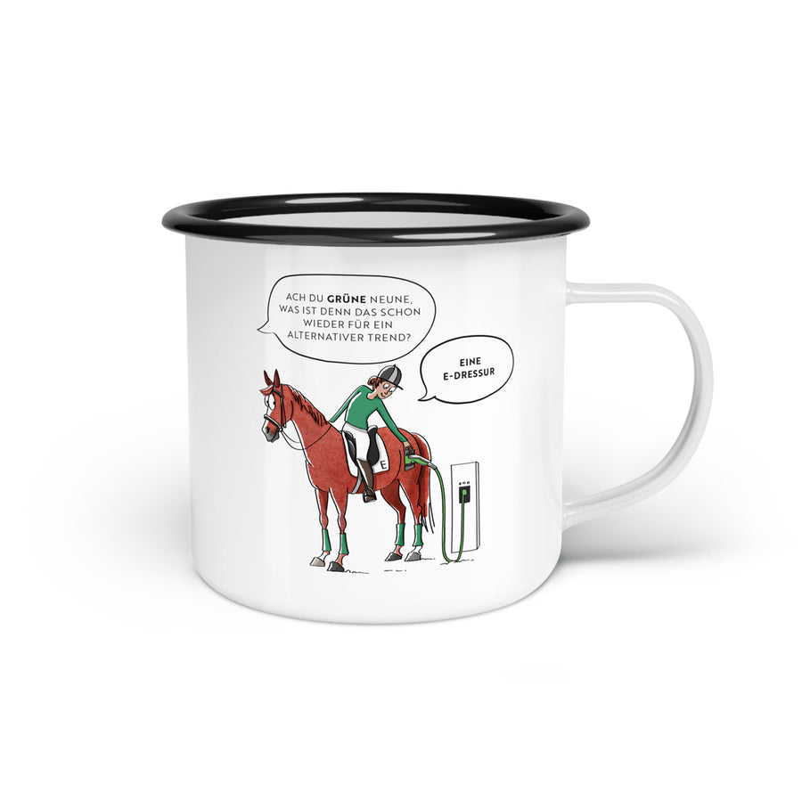 Emaille-Tasse "E-Dressur"