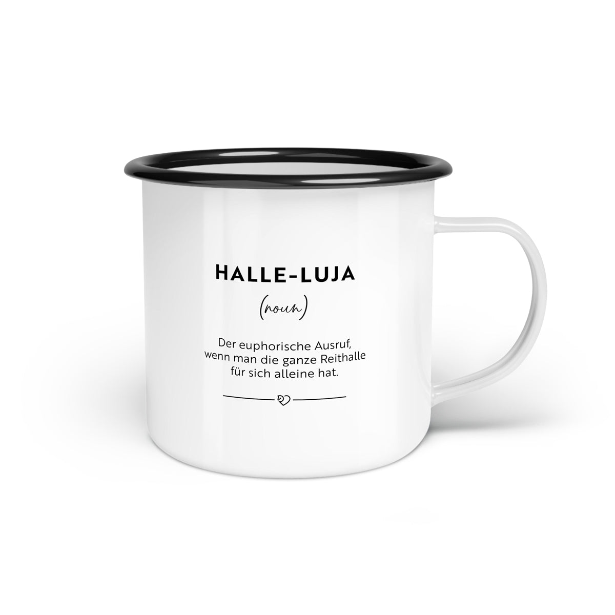 Emaille-Tasse "Halle-luja"