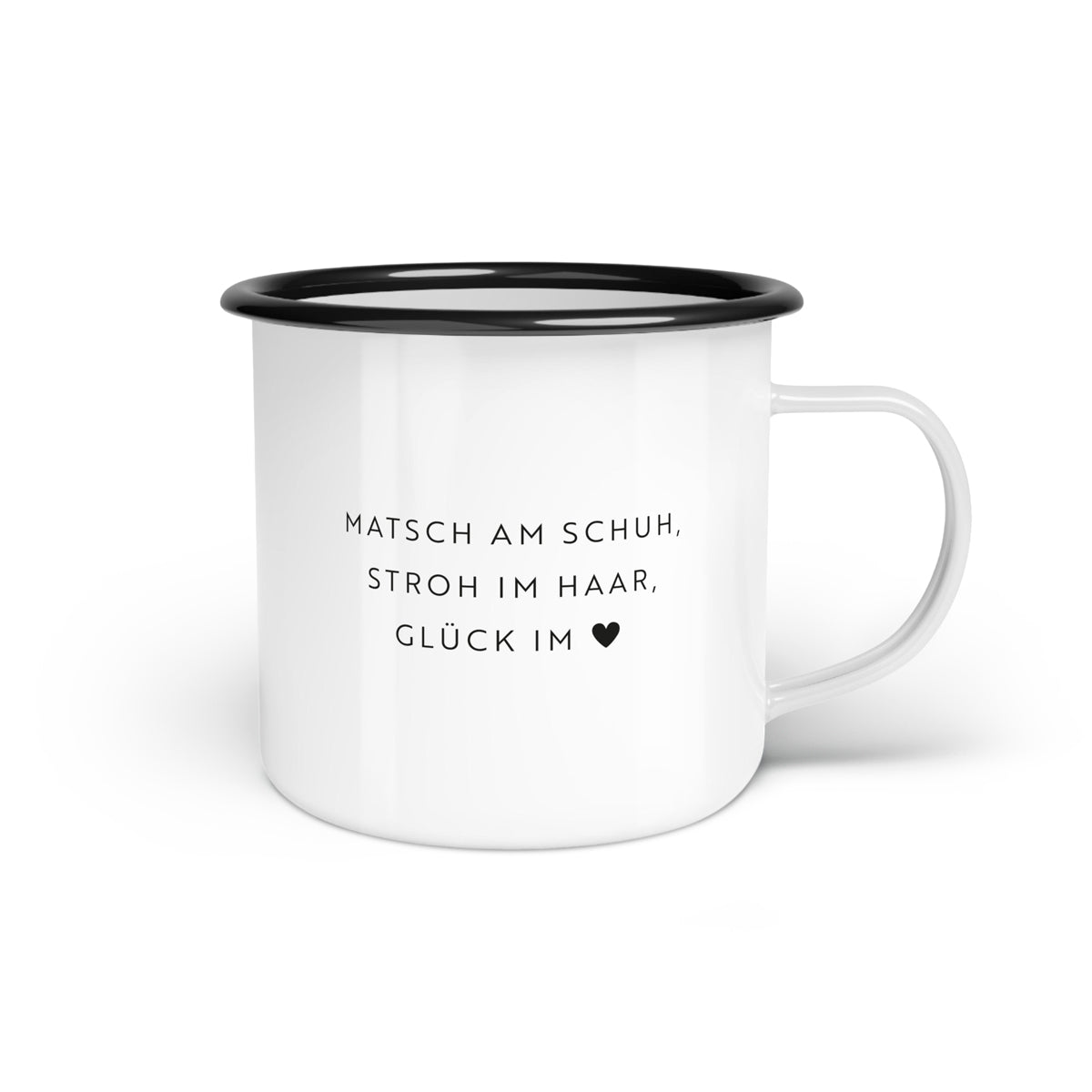 Emaille-Tasse "Matsch am Schuh"