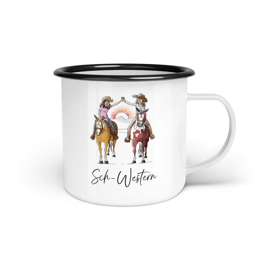 Emaille-Tasse "Sch-western"