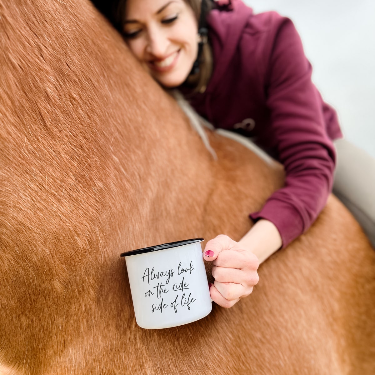 Emaille-Tasse "ride side of life"